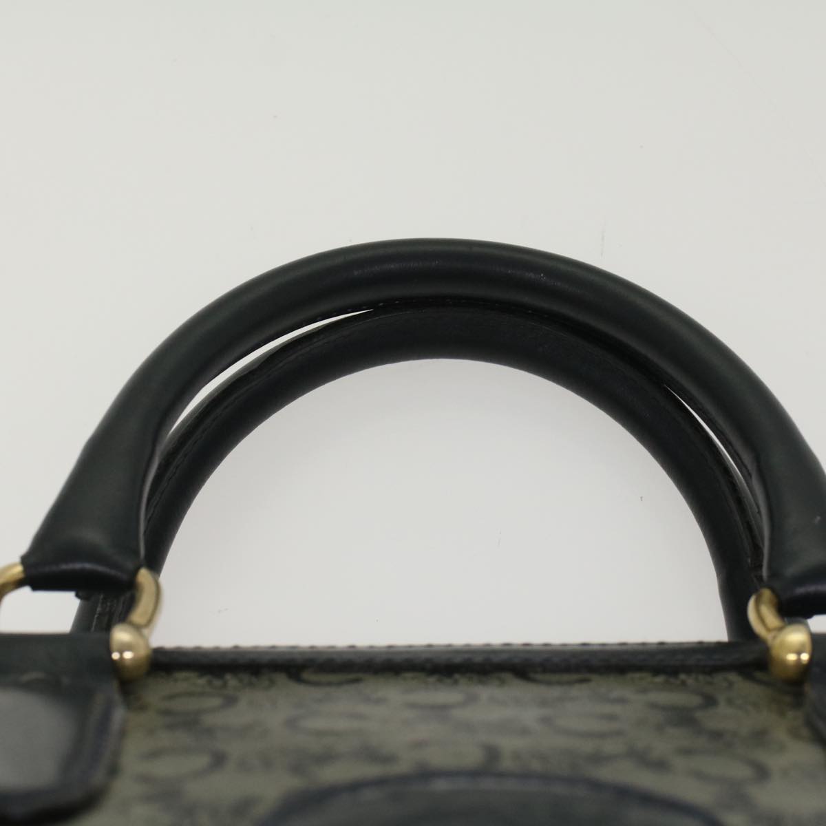 CELINE Horse Carriage Macadam Canvas Hand Bag Navy Auth 49448