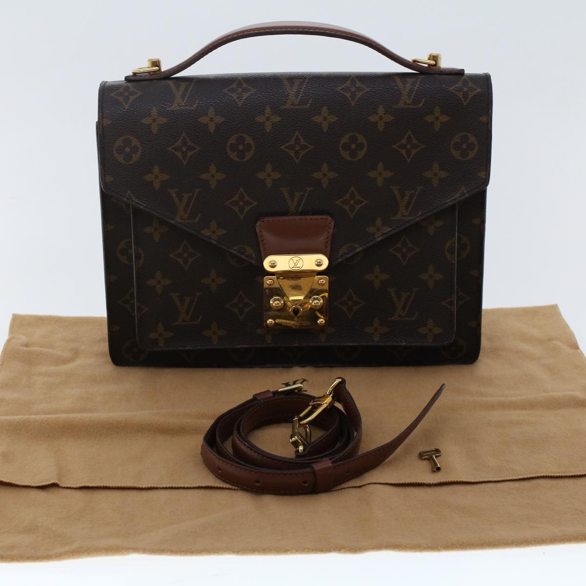 LOUIS VUITTON Monogram Monceau Hand Bag 2way M51185 LV Auth 49529