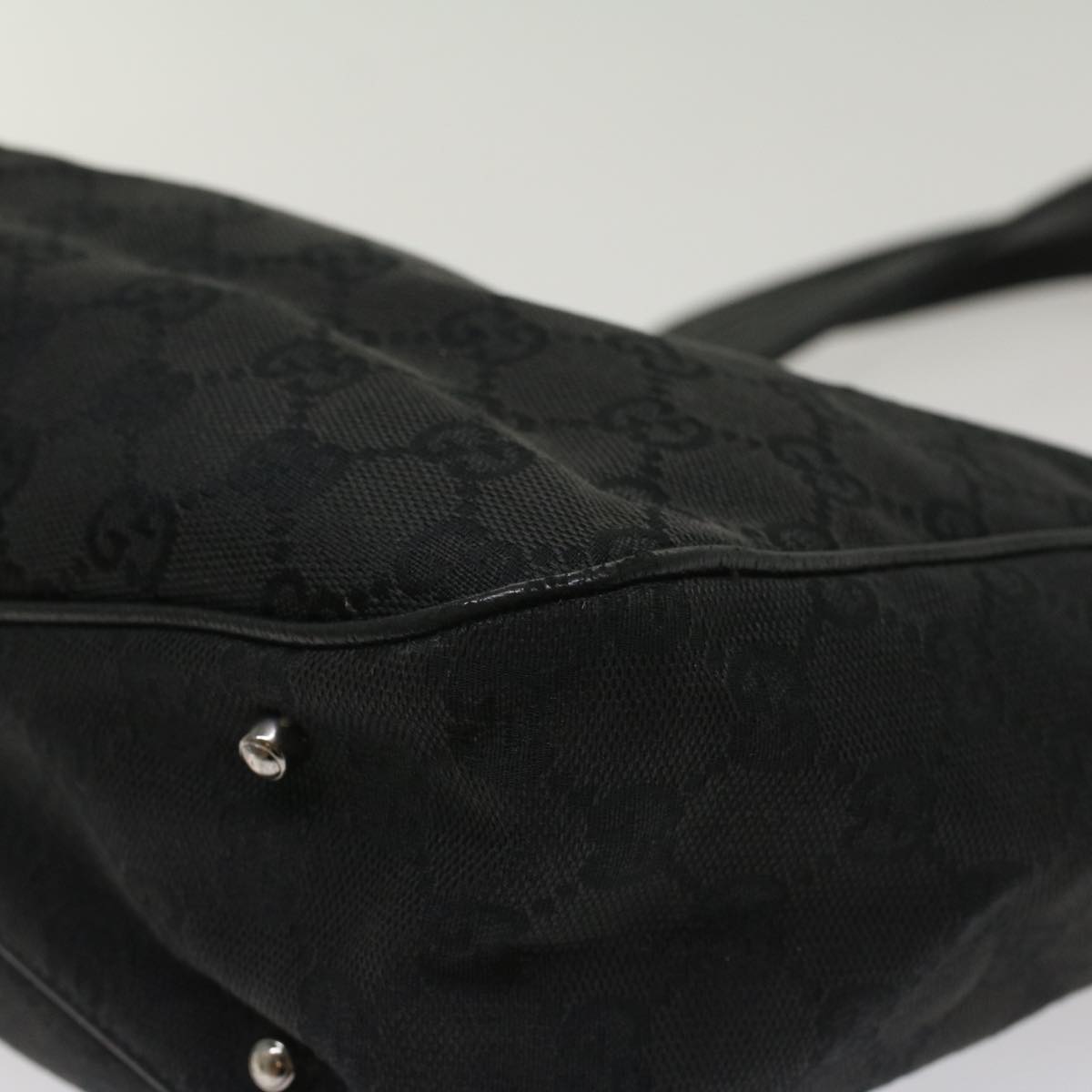 GUCCI GG Canvas Hand Bag Black 1130193444 Auth 49603