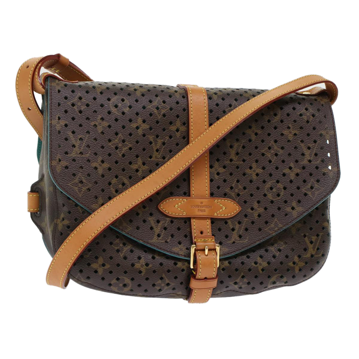 LOUIS VUITTON Monogram Perfo Saumur 30 Shoulder Bag M93998 LV Auth 49620SAV