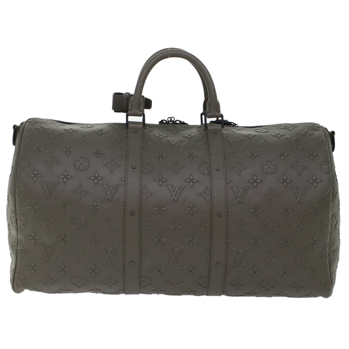 LOUIS VUITTON Monogram Seal Keepall Bandouliere 50 Bag Khaki M57963 Auth 49623A