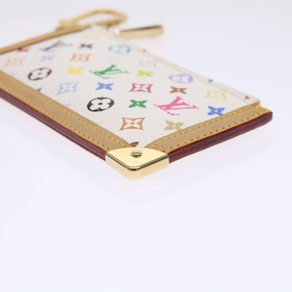 LOUIS VUITTON Monogram Multicolor Pochette Cles Purse White M92655 Auth 49631A