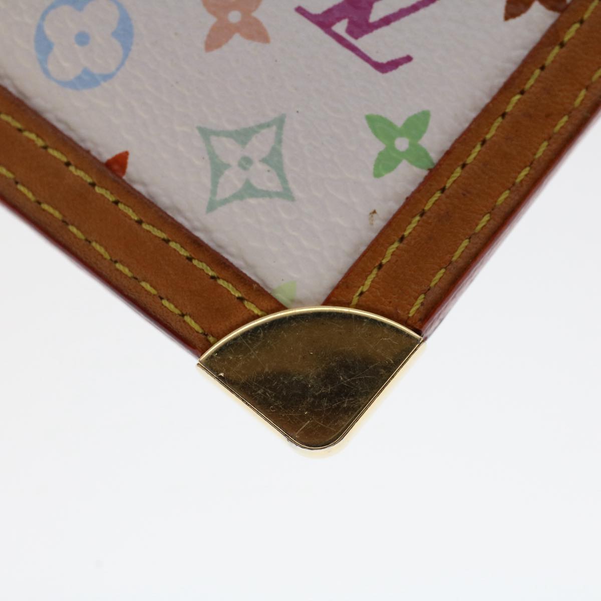 LOUIS VUITTON Monogram Multicolor Pochette Cles Purse White M92655 Auth 49633