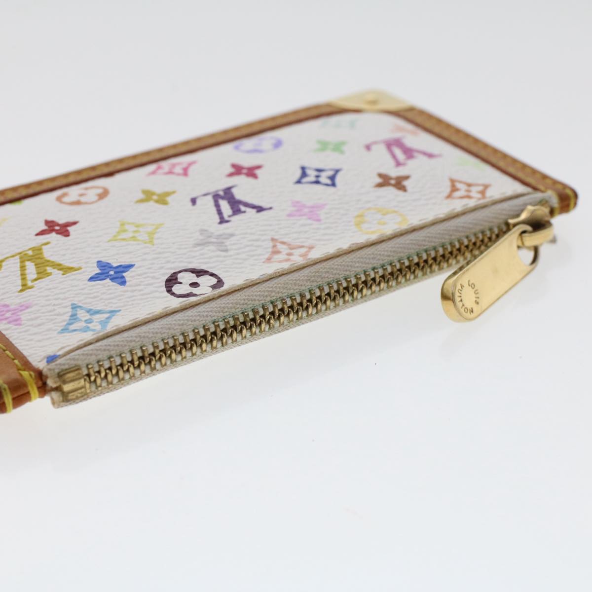 LOUIS VUITTON Monogram Multicolor Pochette Cles Purse White M92655 Auth 49633