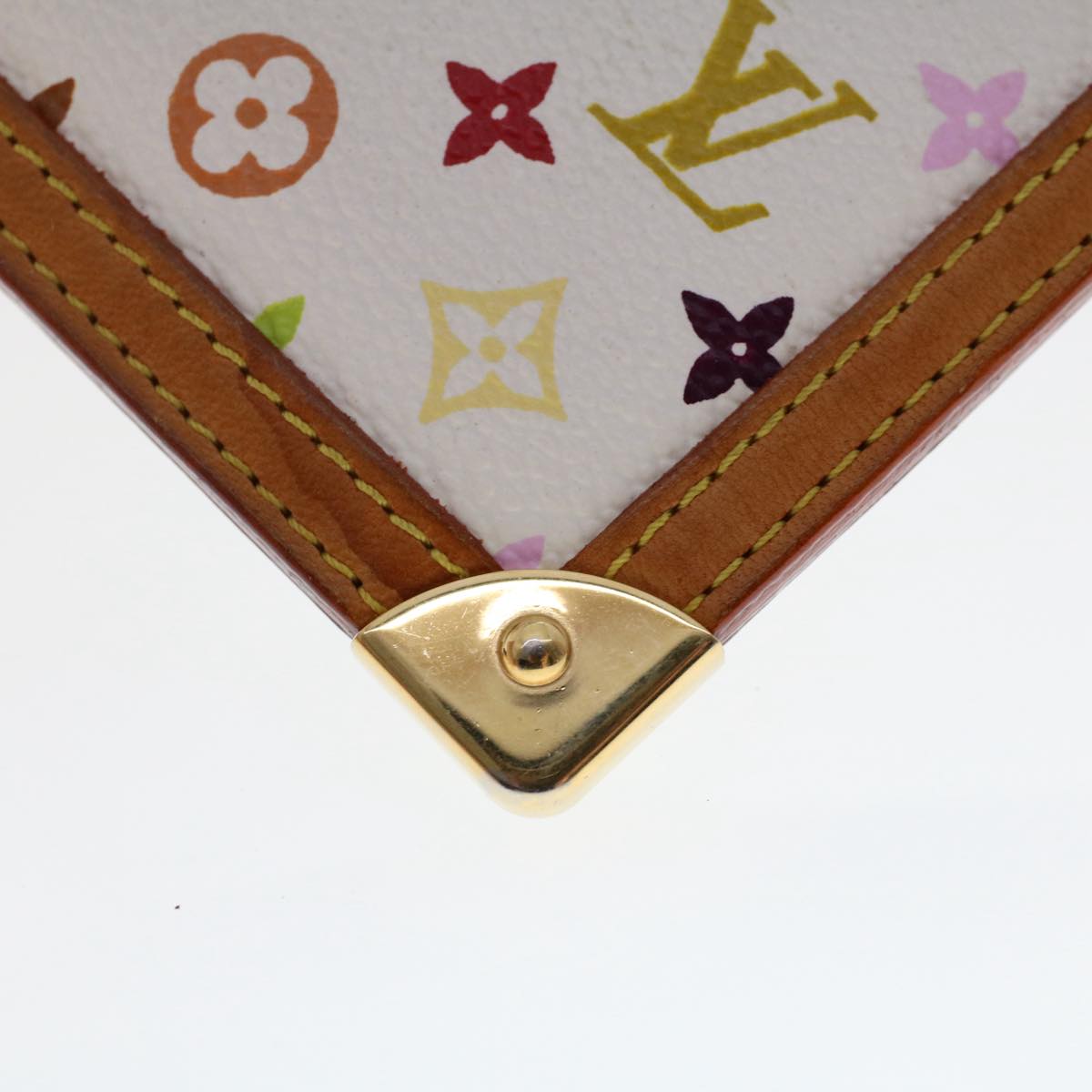 LOUIS VUITTON Monogram Multicolor Pochette Cles Purse White M92655 Auth 49633