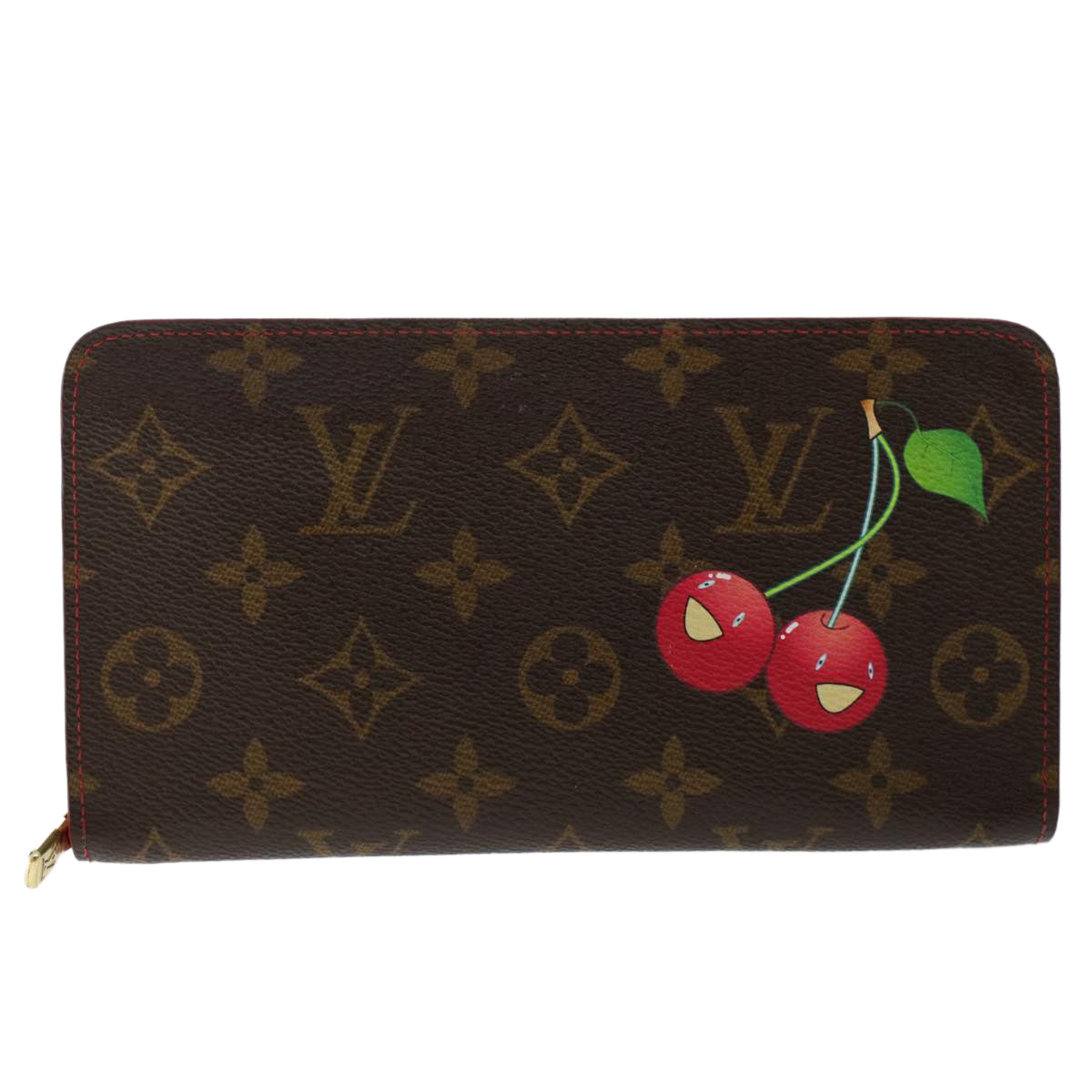 LOUIS VUITTON Monogram Cherry Porte Monnaie Zip Long Wallet M61727 Auth 49649A