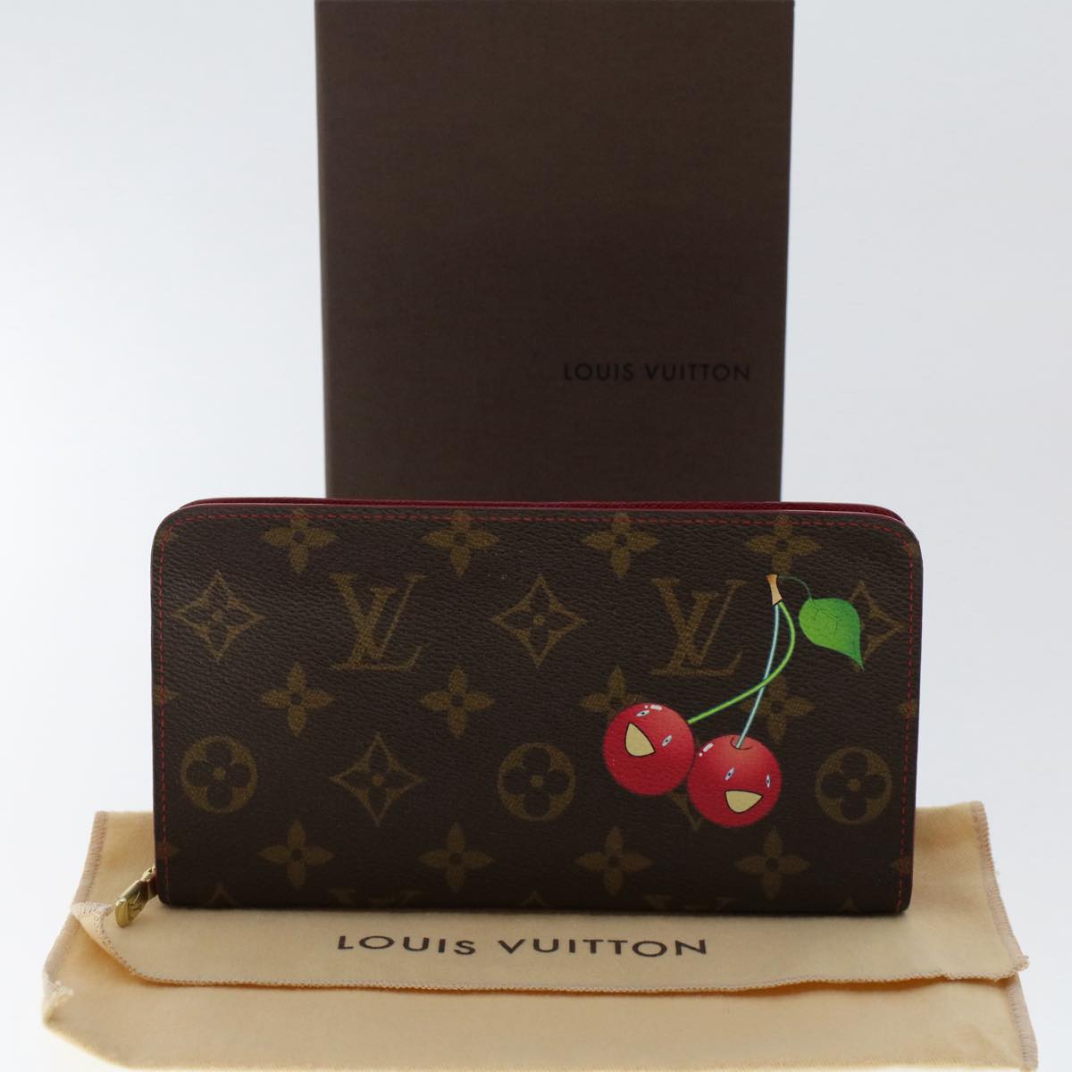 LOUIS VUITTON Monogram Cherry Porte Monnaie Zip Long Wallet M61727 Auth 49649A