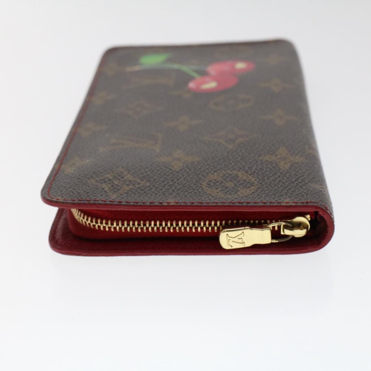 LOUIS VUITTON Monogram Cherry Porte Monnaie Zip Long Wallet M61727 Auth 49649A