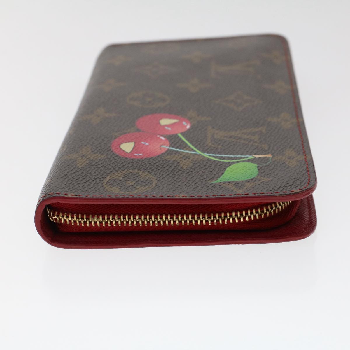 LOUIS VUITTON Monogram Cherry Porte Monnaie Zip Long Wallet M61727 Auth 49649A