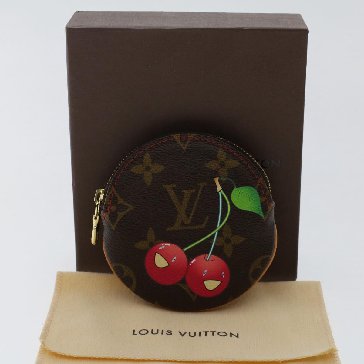 LOUIS VUITTON Monogram Cherry Porte Monnaie Ron Coin Purse M95043 LV Auth 49704