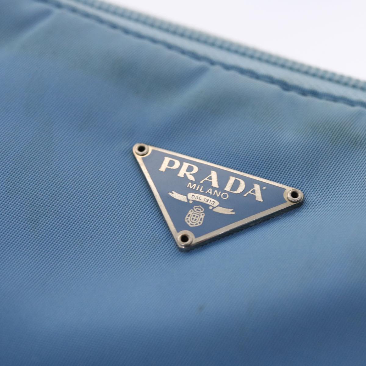 PRADA Accessory Pouch Nylon Light Blue Auth 49774