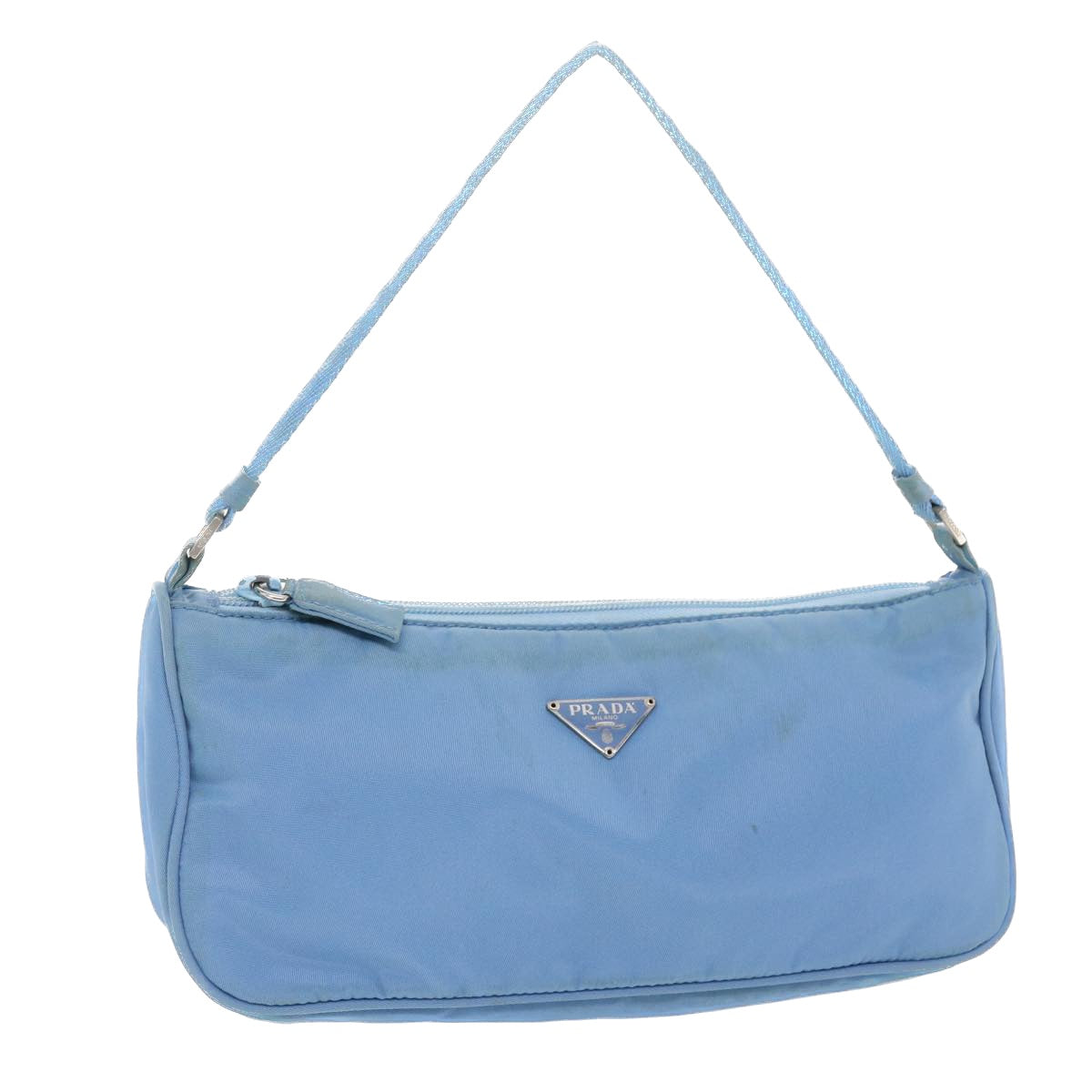 PRADA Accessory Pouch Nylon Light Blue Auth 49774