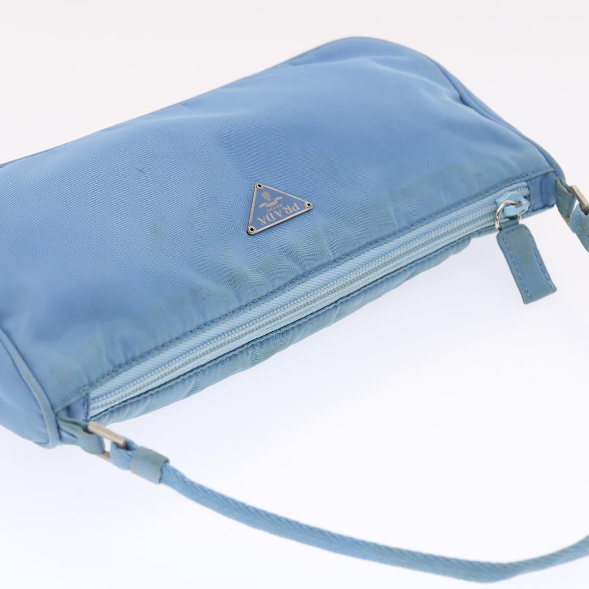 PRADA Accessory Pouch Nylon Light Blue Auth 49774