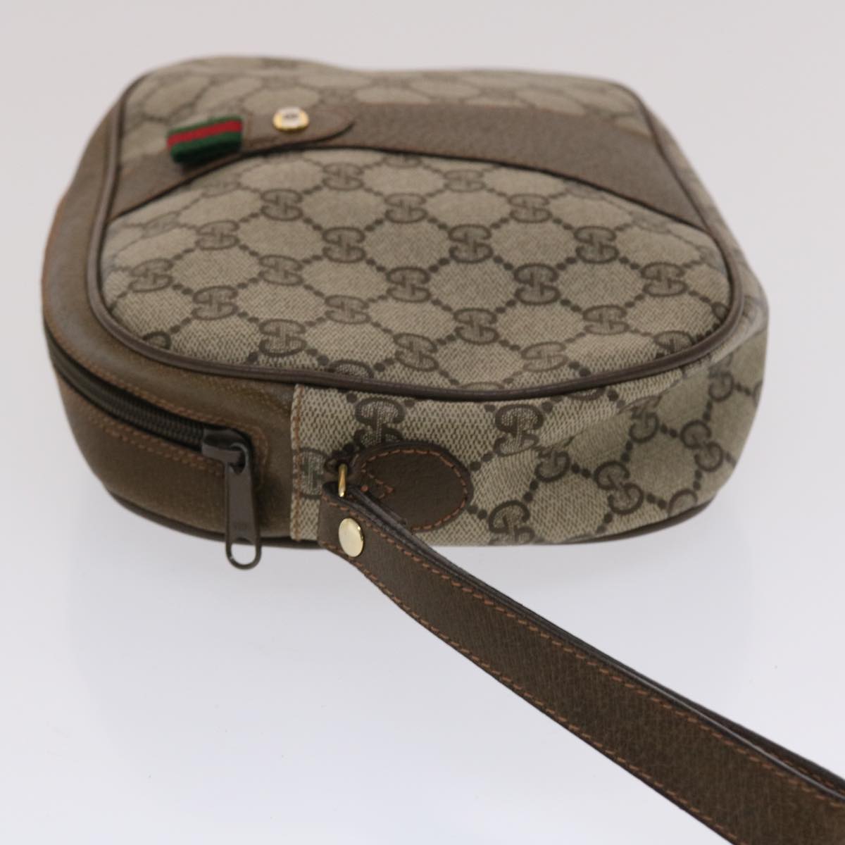 GUCCI GG Canvas Web Sherry Line Clutch Bag Beige Red Green 89 01 034 Auth 49787