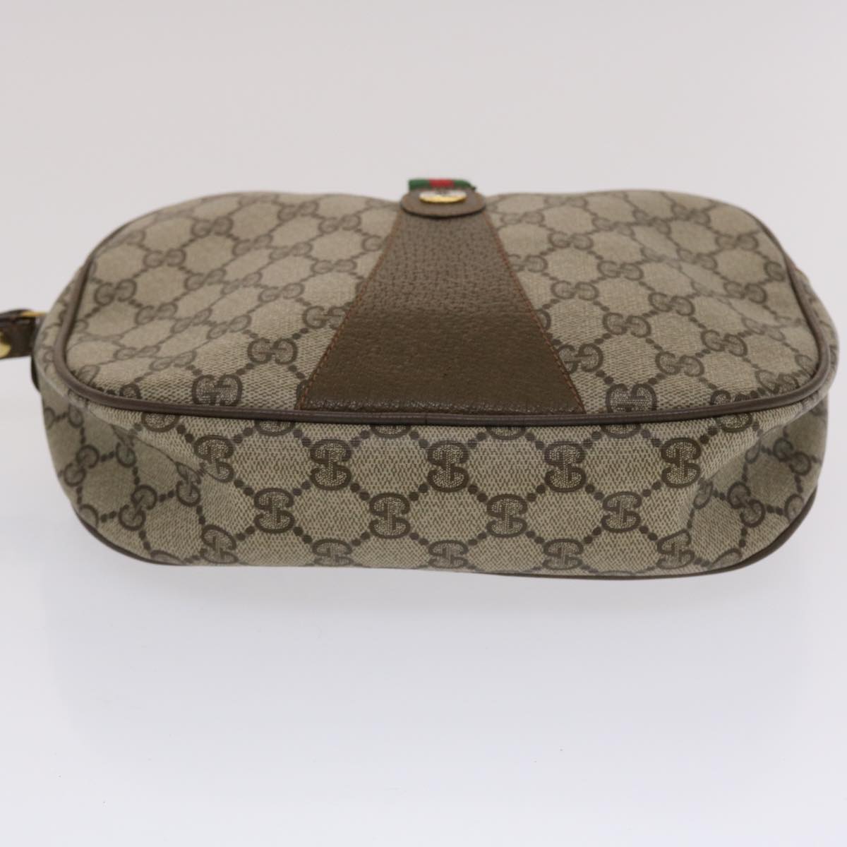 GUCCI GG Canvas Web Sherry Line Clutch Bag Beige Red Green 89 01 034 Auth 49787