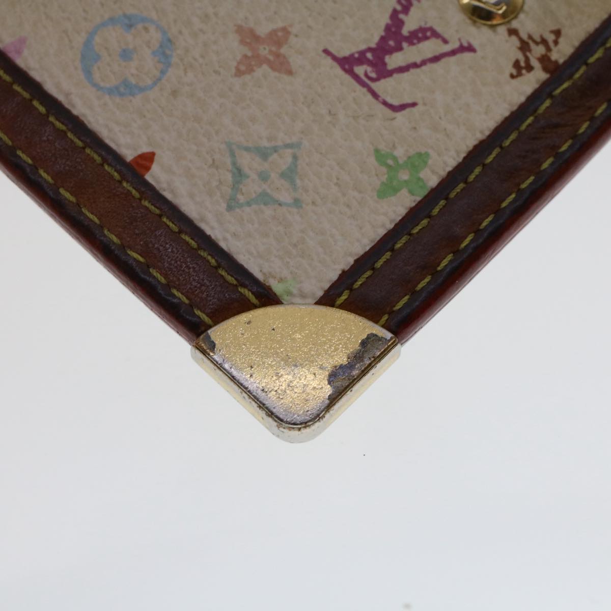 LOUIS VUITTON Monogram Multicolor Pochette Cles Purse White M92655 Auth 49876