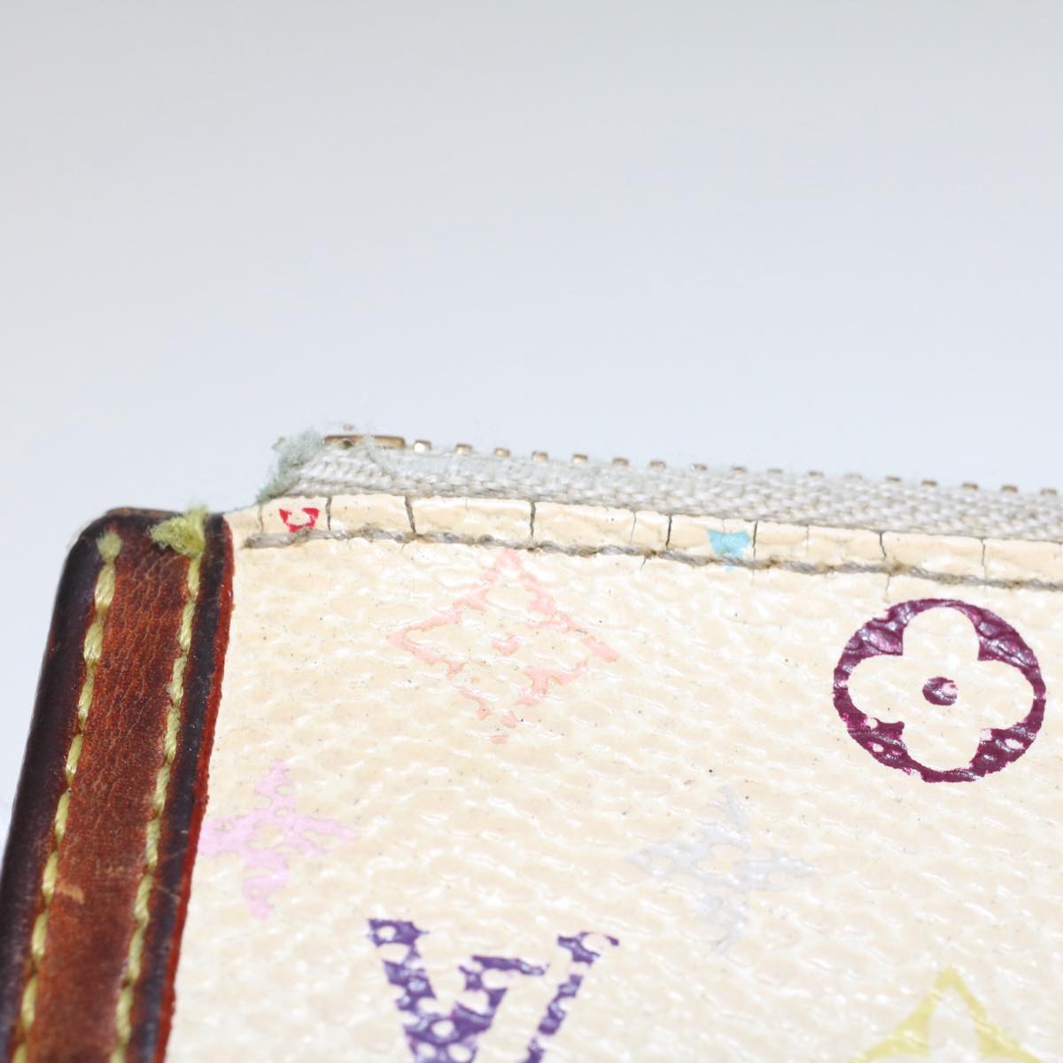 LOUIS VUITTON Monogram Multicolor Pochette Cles Purse White M92655 Auth 49876