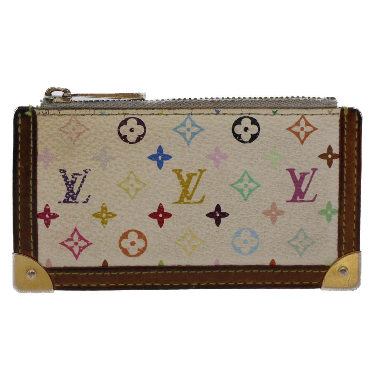 LOUIS VUITTON Monogram Multicolor Pochette Cles Purse White M92655 Auth 49876