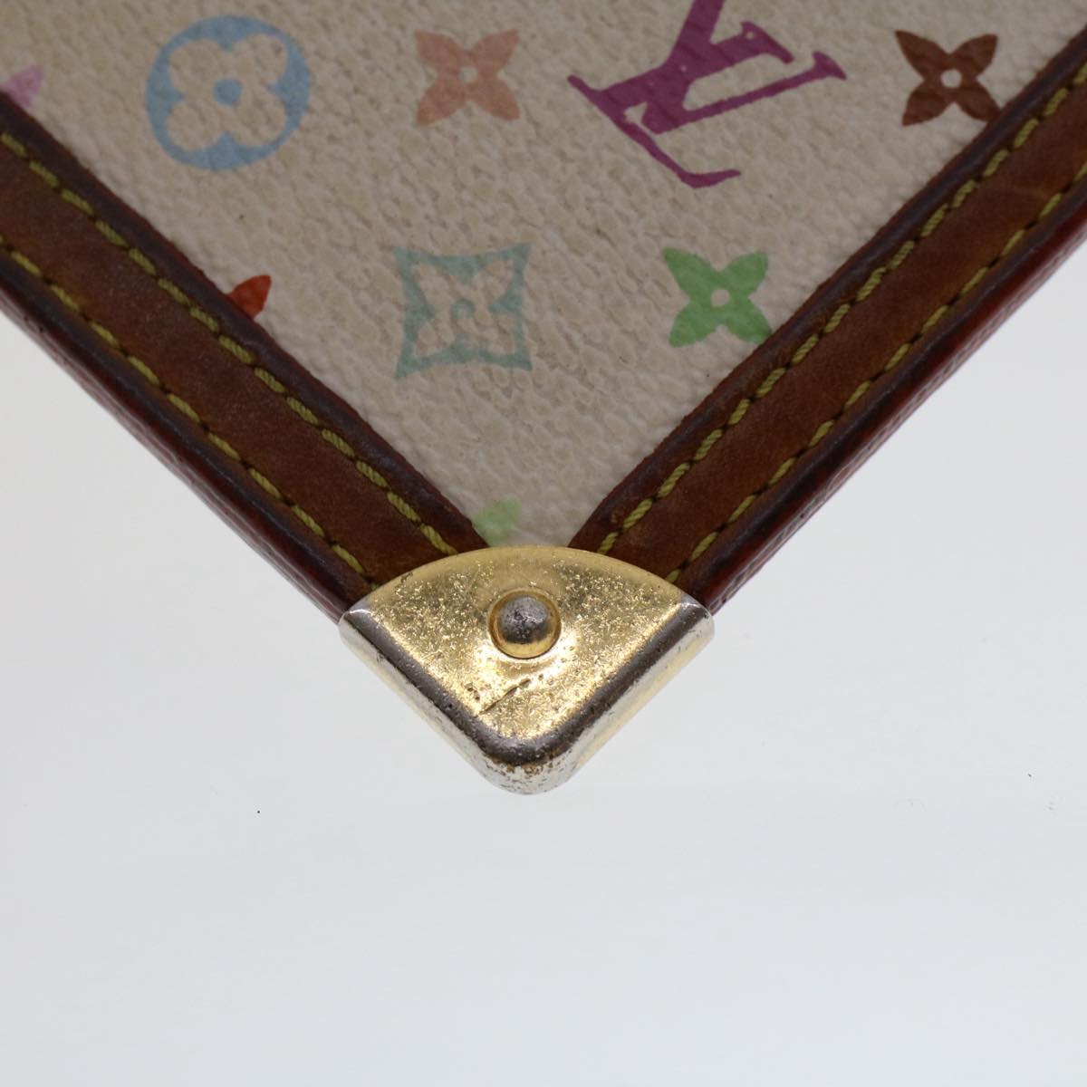 LOUIS VUITTON Monogram Multicolor Pochette Cles Purse White M92655 Auth 49876