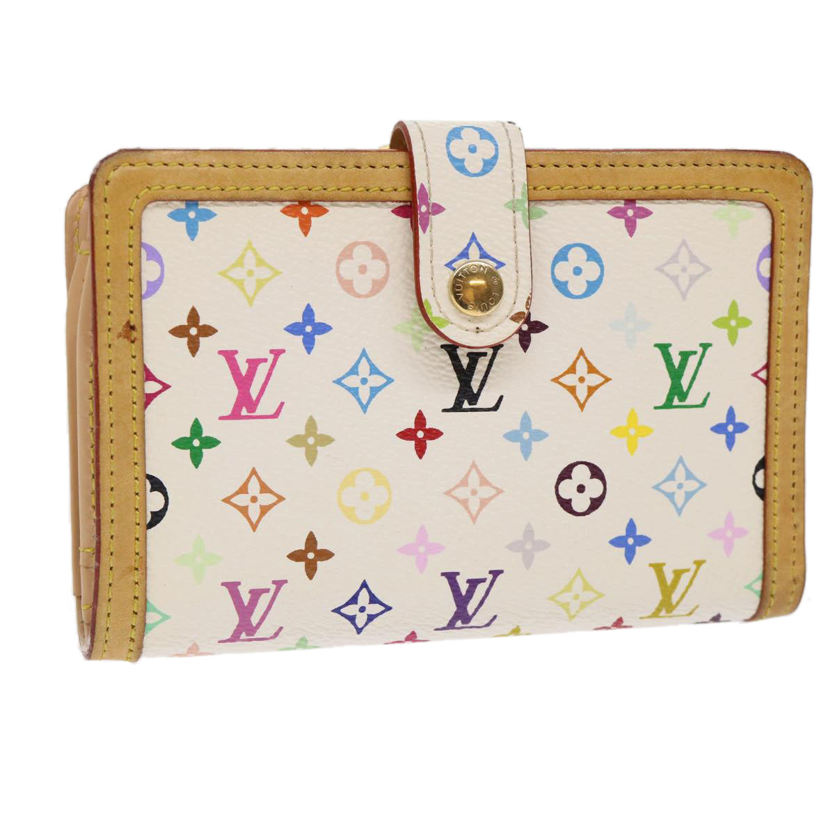 LOUIS VUITTON Multicolor Portefeuille Viennois Wallet Black M92987 LV Auth 49888