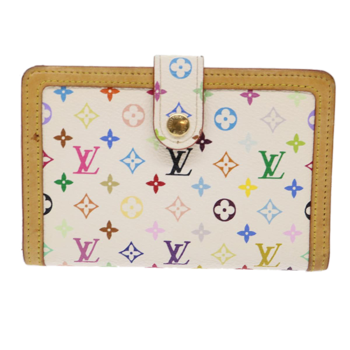 LOUIS VUITTON Multicolor Portefeuille Viennois Wallet Black M92987 LV Auth 49888