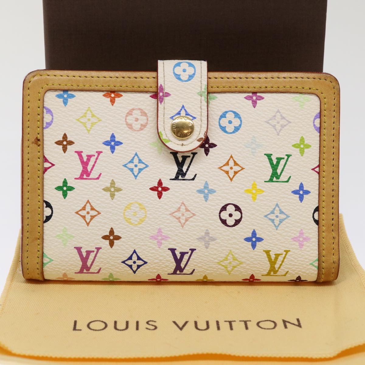 LOUIS VUITTON Multicolor Portefeuille Viennois Wallet Black M92987 LV Auth 49888