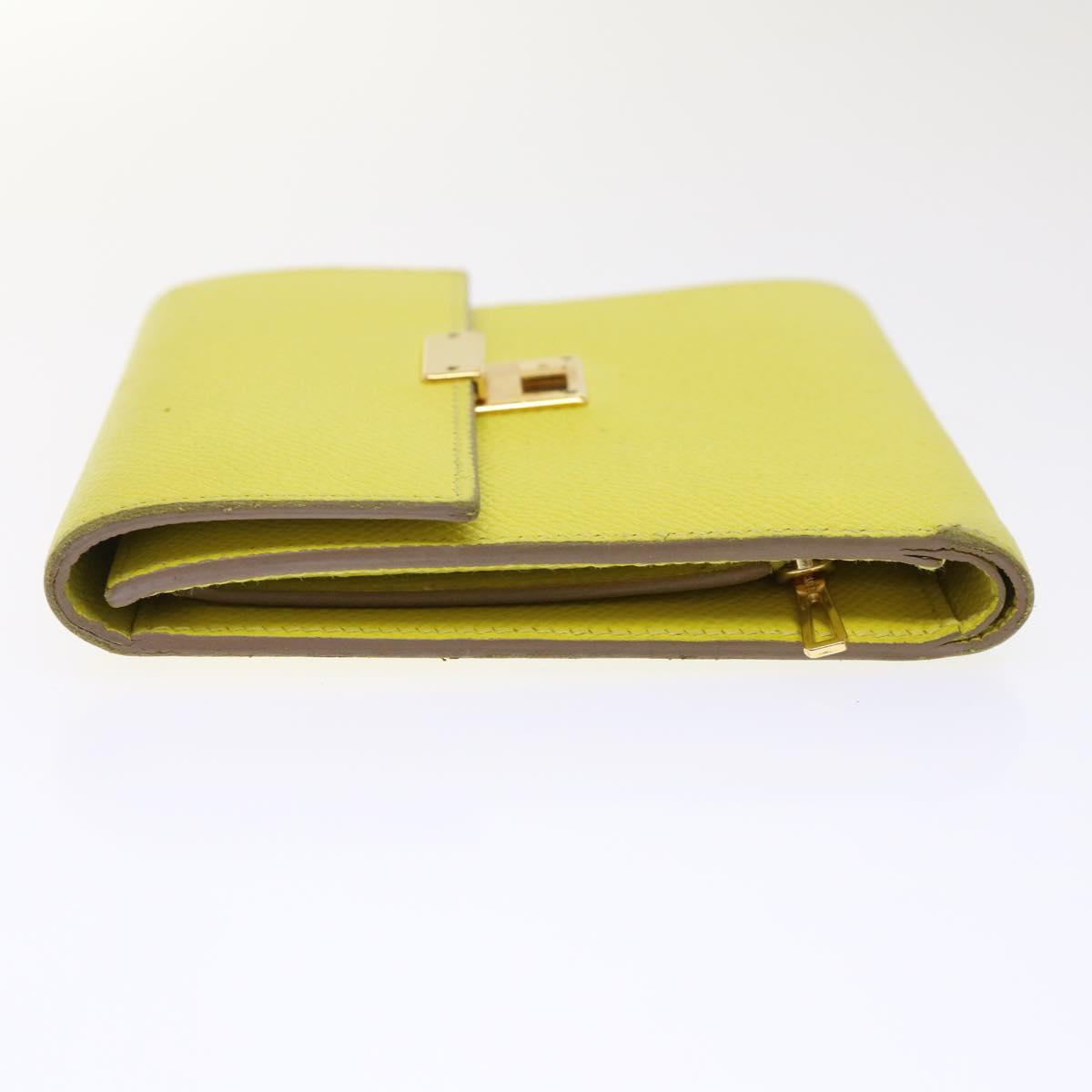 HERMES Click 12 Wallet Leather Yellow Auth 49893