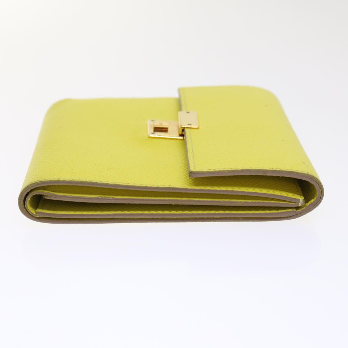 HERMES Click 12 Wallet Leather Yellow Auth 49893