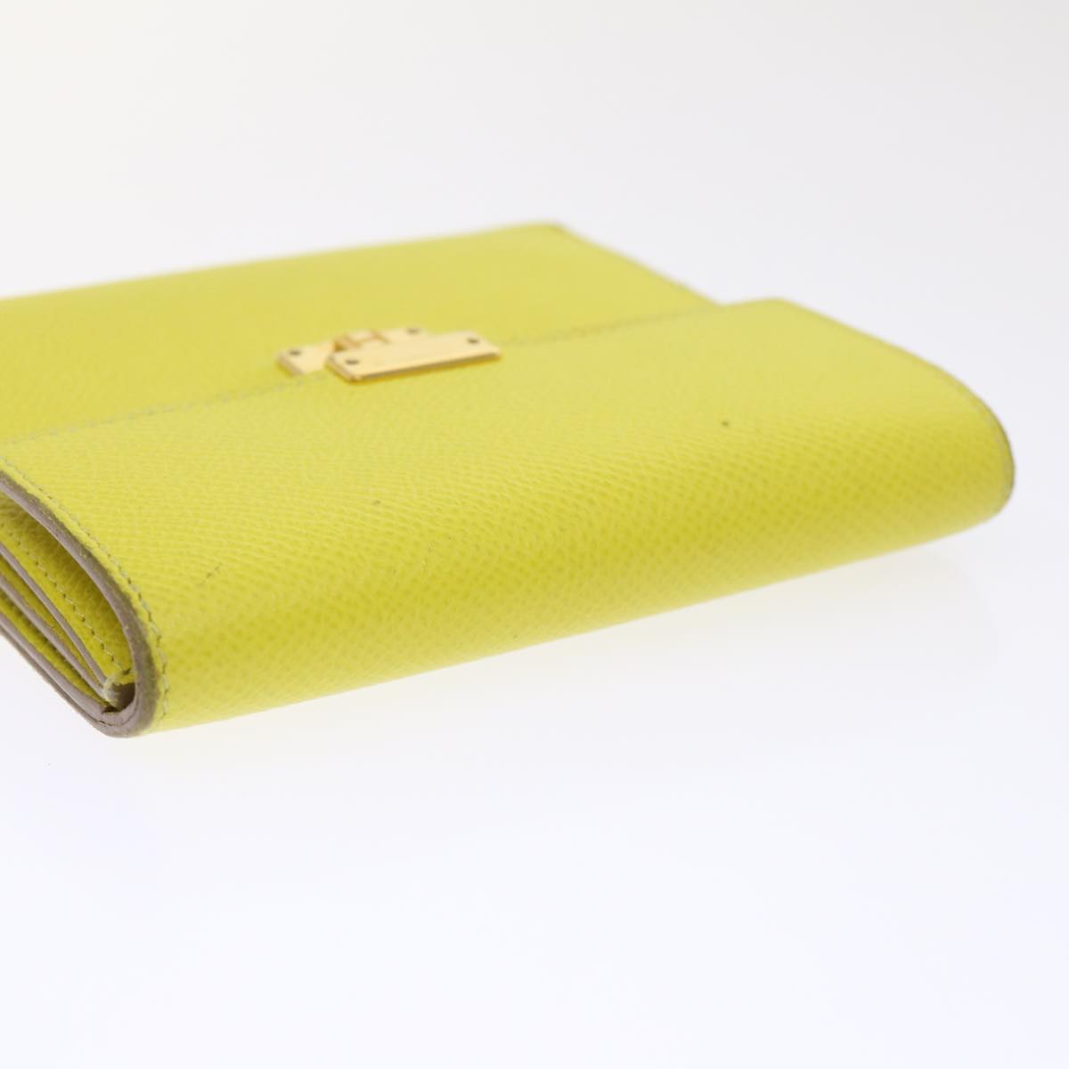 HERMES Click 12 Wallet Leather Yellow Auth 49893