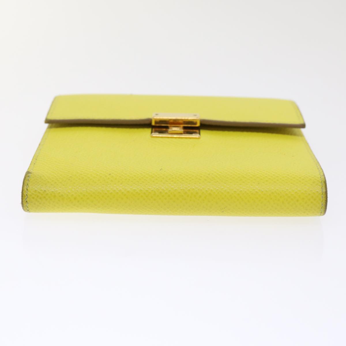 HERMES Click 12 Wallet Leather Yellow Auth 49893