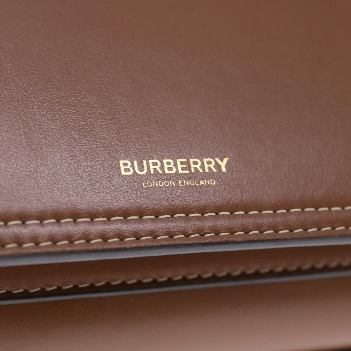 BURBERRY Hand Bag Topstitch leather 2way Brown Auth 49937