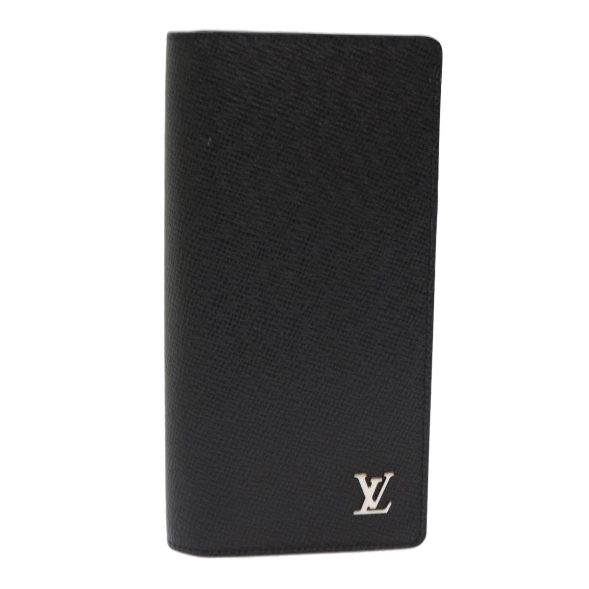 LOUIS VUITTON Taiga Leather Portefeuille Braza Wallet Noir M30285 LV Auth 49939A