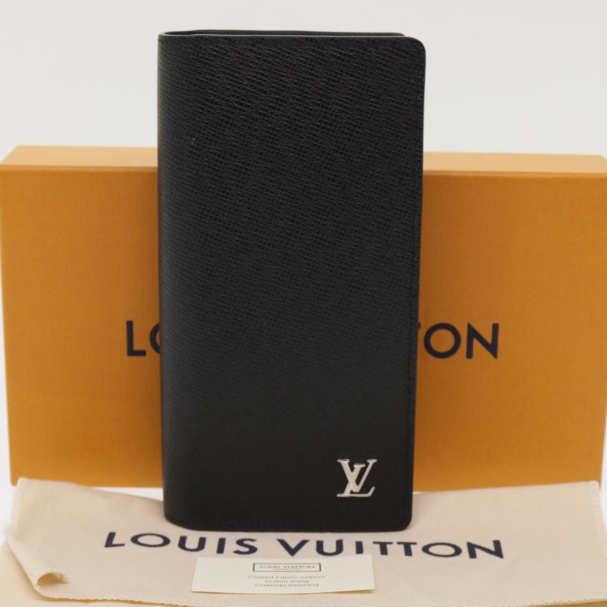 LOUIS VUITTON Taiga Leather Portefeuille Braza Wallet Noir M30285 LV Auth 49939A