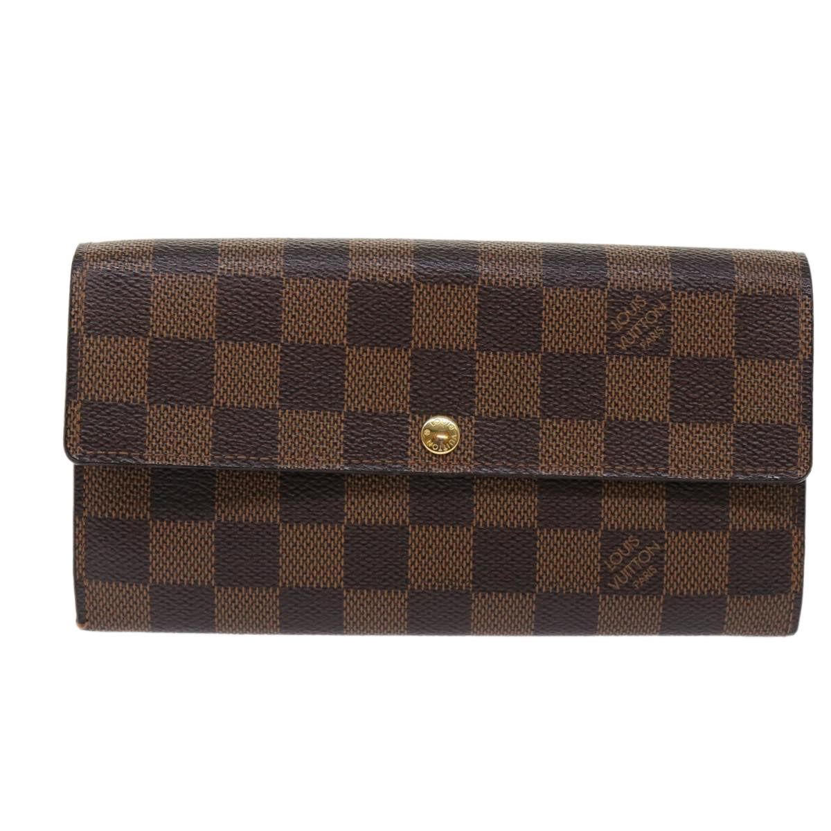 LOUIS VUITTON Damier Ebene Portefeuille Sarah Long Wallet N61734 LV Auth 50003