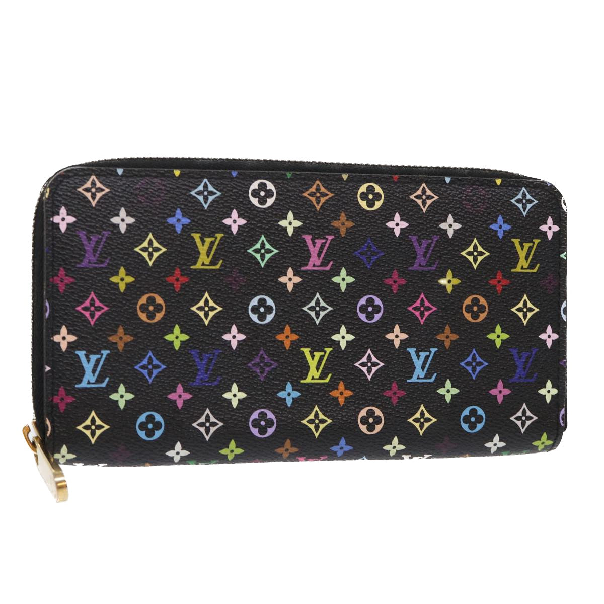 LOUIS VUITTON Monogram Multicolor Zippy Wallet Black M60050 LV Auth 50016A