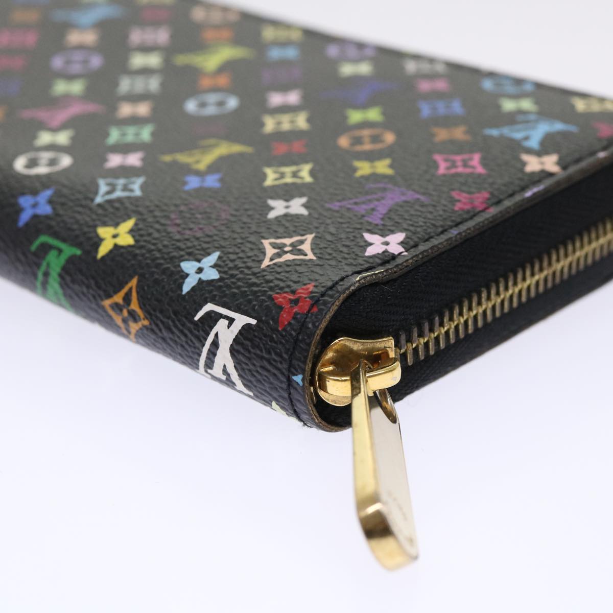 LOUIS VUITTON Monogram Multicolor Zippy Wallet Black M60050 LV Auth 50016A