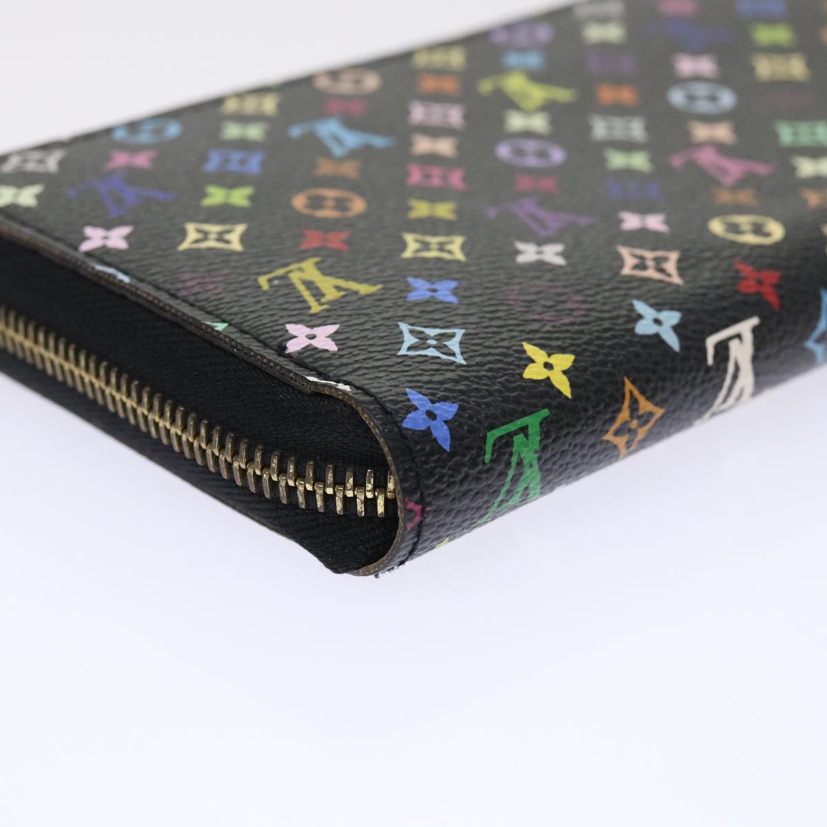 LOUIS VUITTON Monogram Multicolor Zippy Wallet Black M60050 LV Auth 50016A