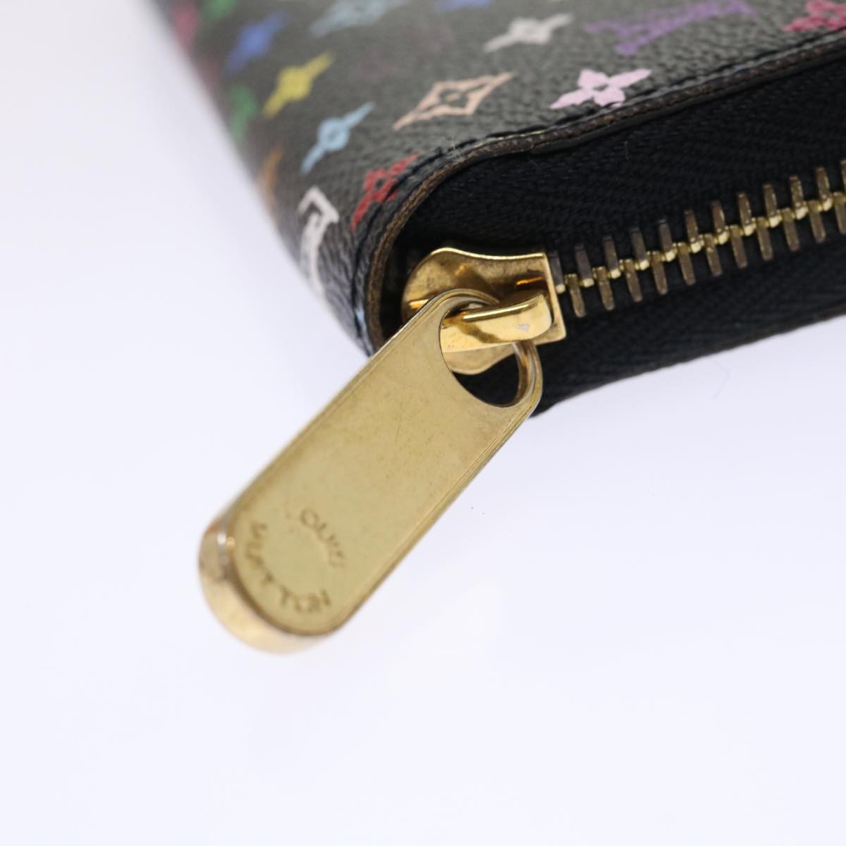 LOUIS VUITTON Monogram Multicolor Zippy Wallet Black M60050 LV Auth 50016A