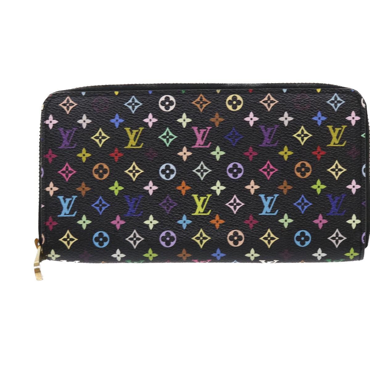 LOUIS VUITTON Monogram Multicolor Zippy Wallet Black M60050 LV Auth 50016A