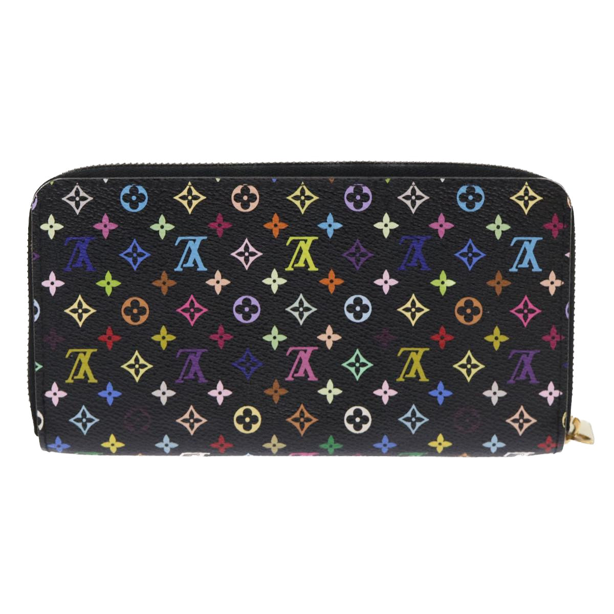 LOUIS VUITTON Monogram Multicolor Zippy Wallet Black M60050 LV Auth 50016A