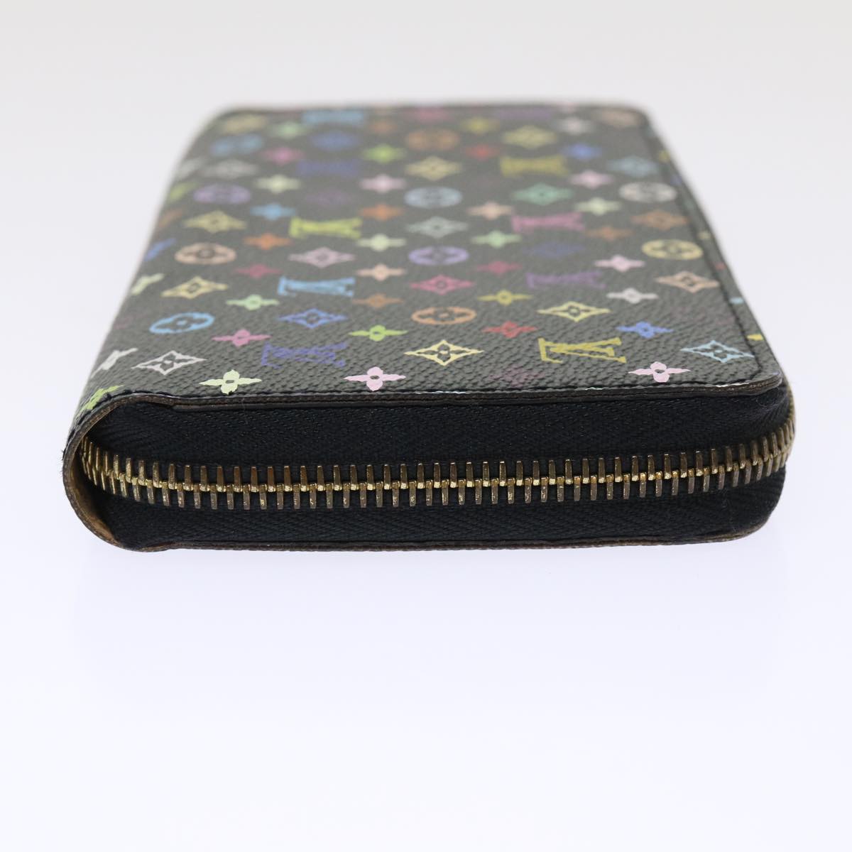 LOUIS VUITTON Monogram Multicolor Zippy Wallet Black M60050 LV Auth 50016A