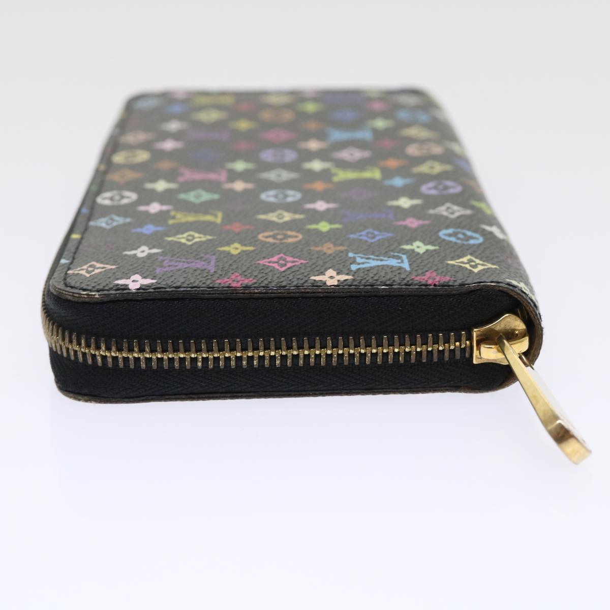 LOUIS VUITTON Monogram Multicolor Zippy Wallet Black M60050 LV Auth 50016A