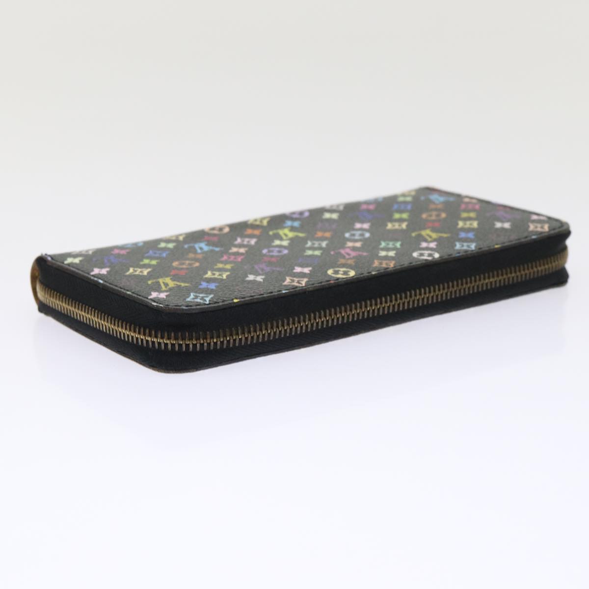 LOUIS VUITTON Monogram Multicolor Zippy Wallet Black M60050 LV Auth 50016A