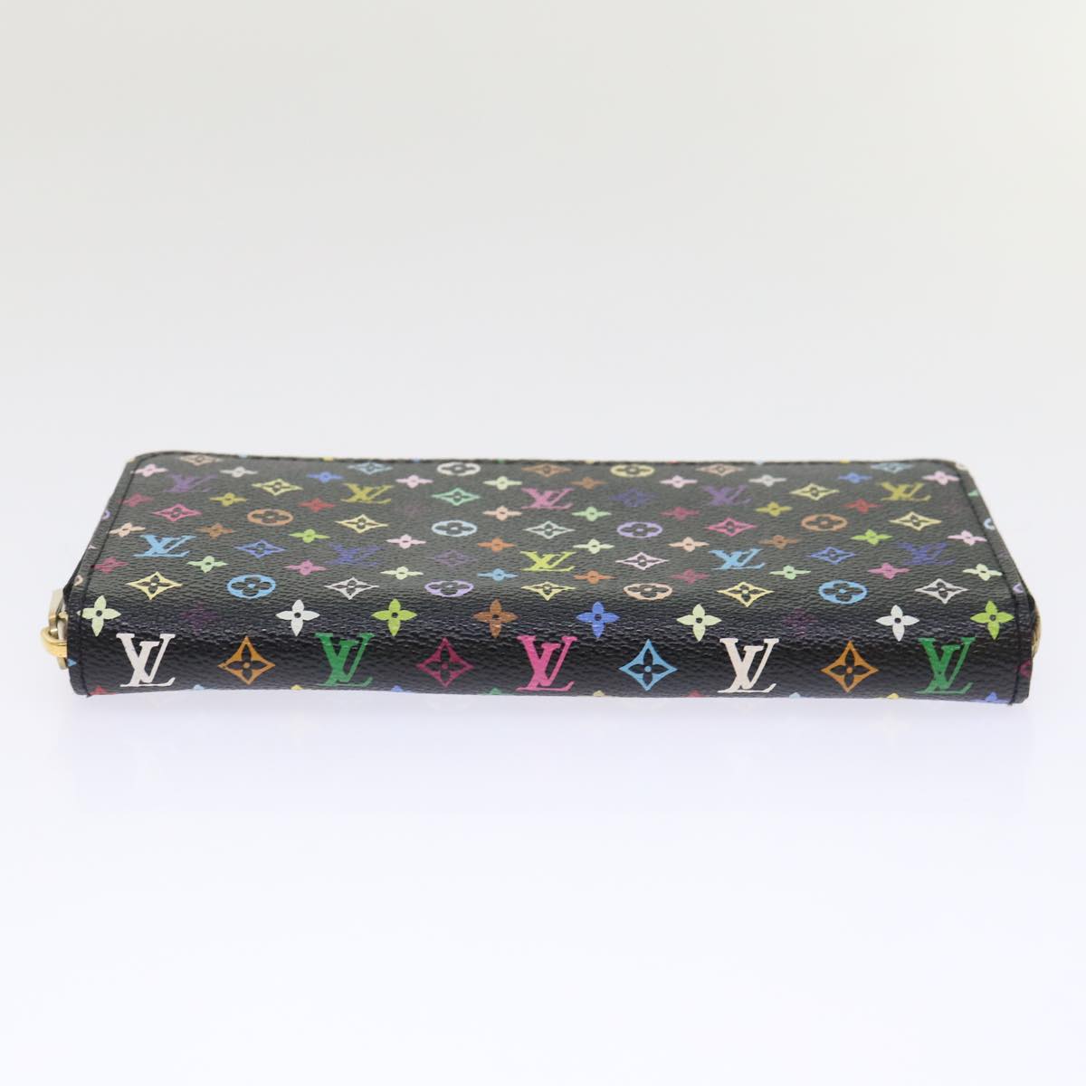 LOUIS VUITTON Monogram Multicolor Zippy Wallet Black M60050 LV Auth 50016A