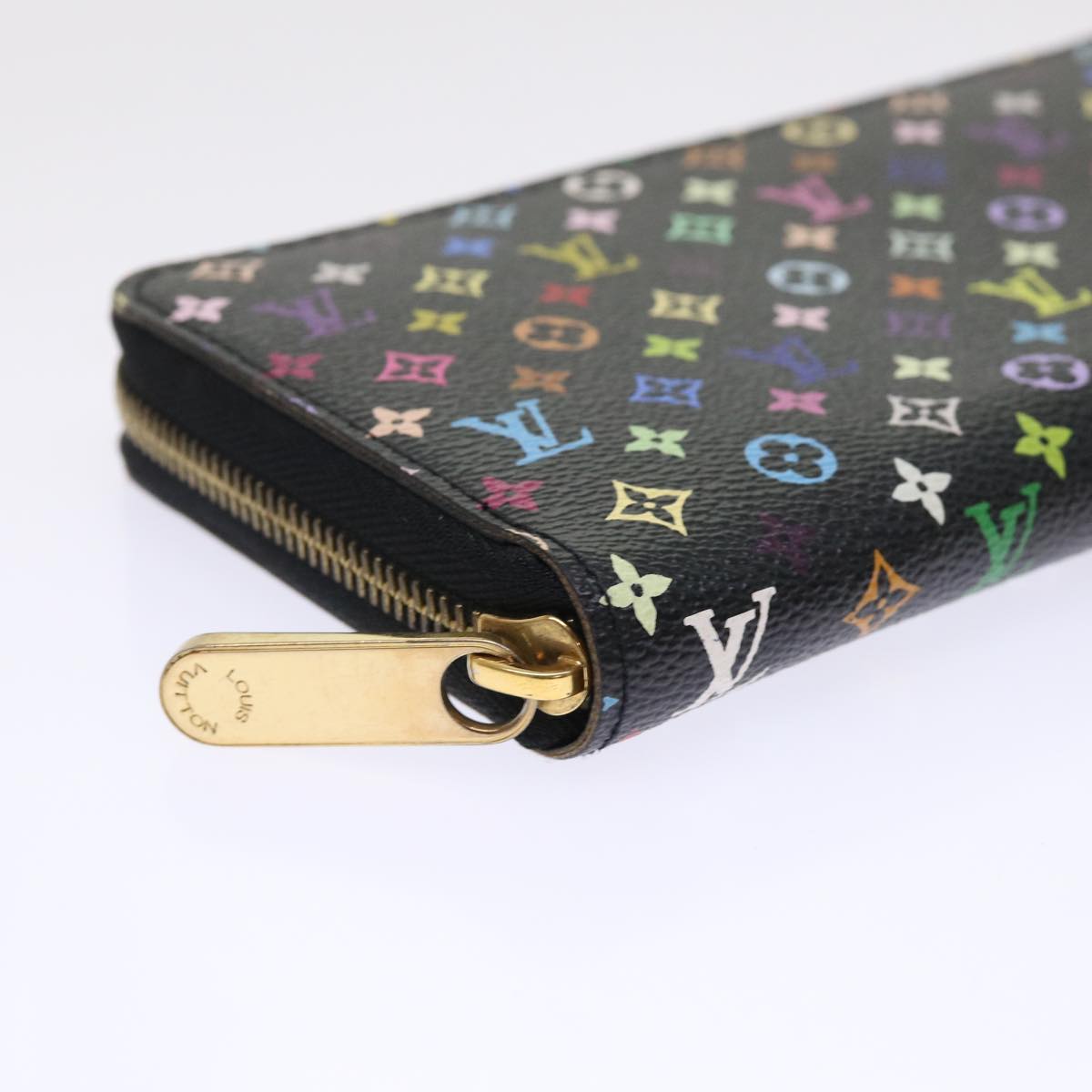 LOUIS VUITTON Monogram Multicolor Zippy Wallet Black M60050 LV Auth 50016A