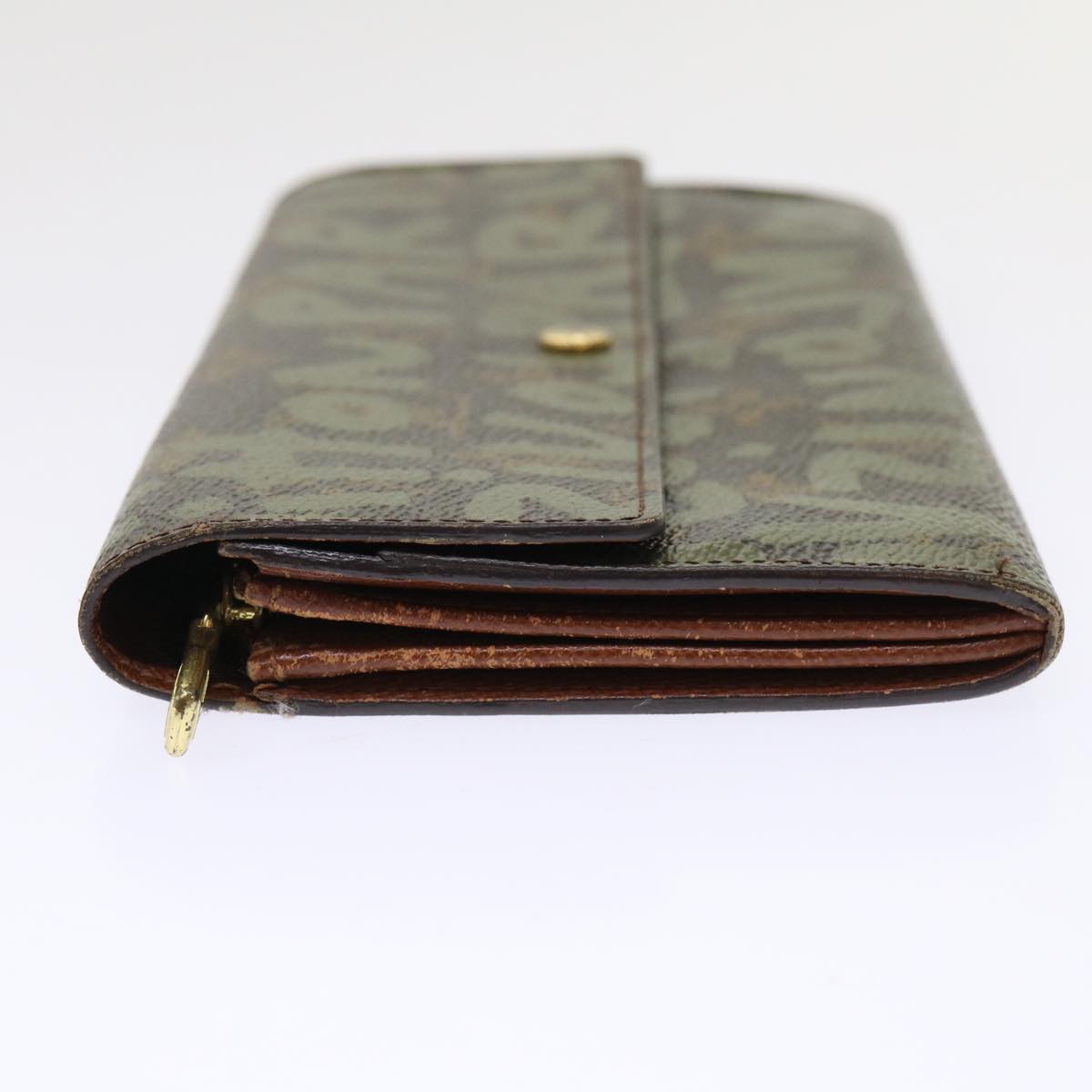 LOUIS VUITTON Graffiti Porte Monnaie Credit Long Wallet Khaki M92188 Auth 50243