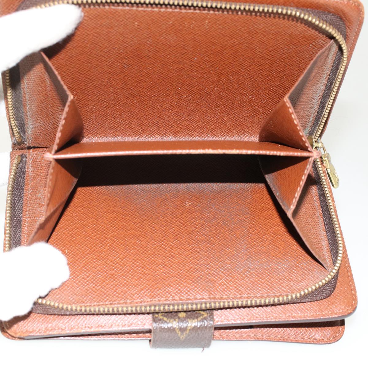 LOUIS VUITTON Monogram Porte Papier Zip Wallet M61207 LV Auth 50244