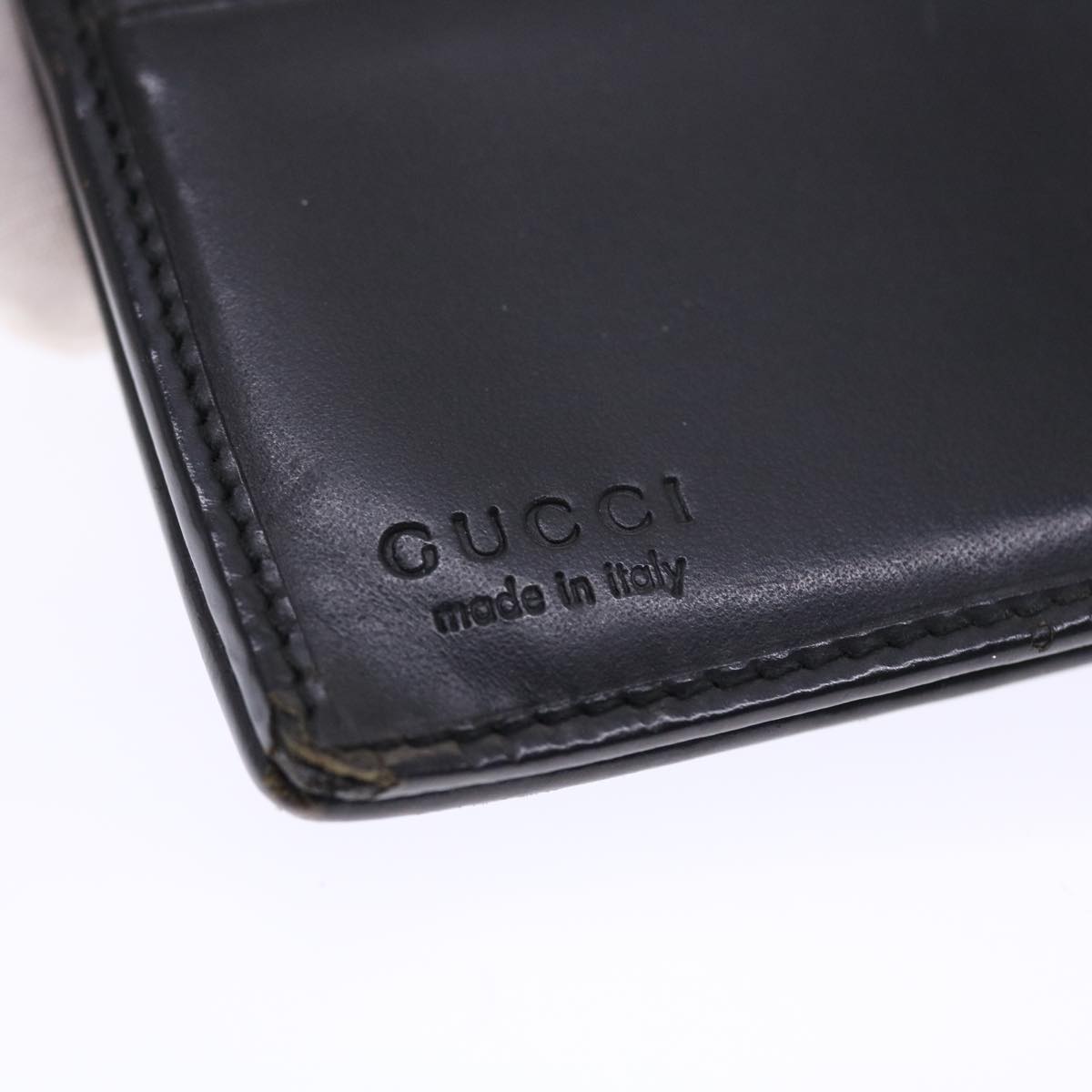 GUCCI Wallet Leather Black Auth 50289