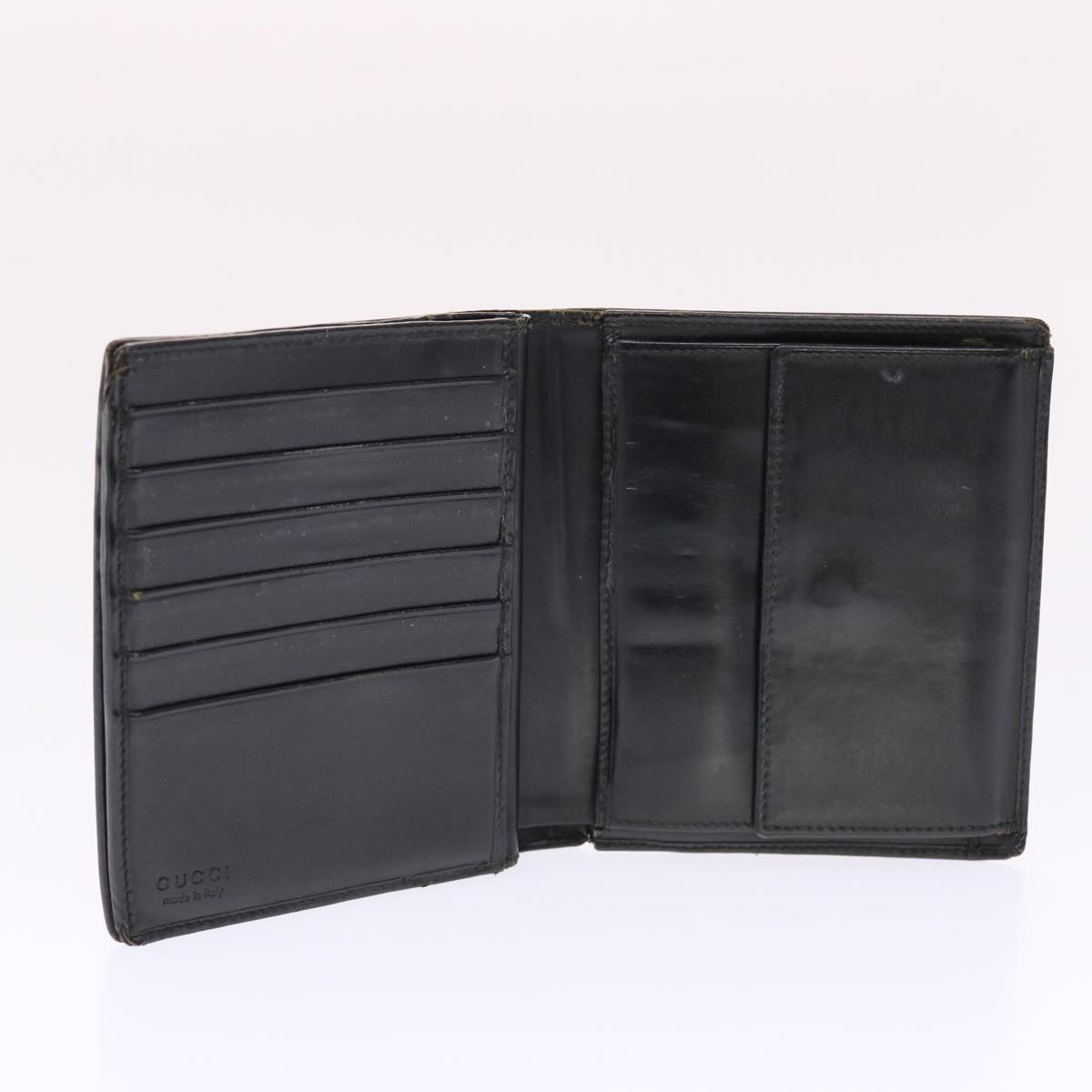 GUCCI Wallet Leather Black Auth 50289