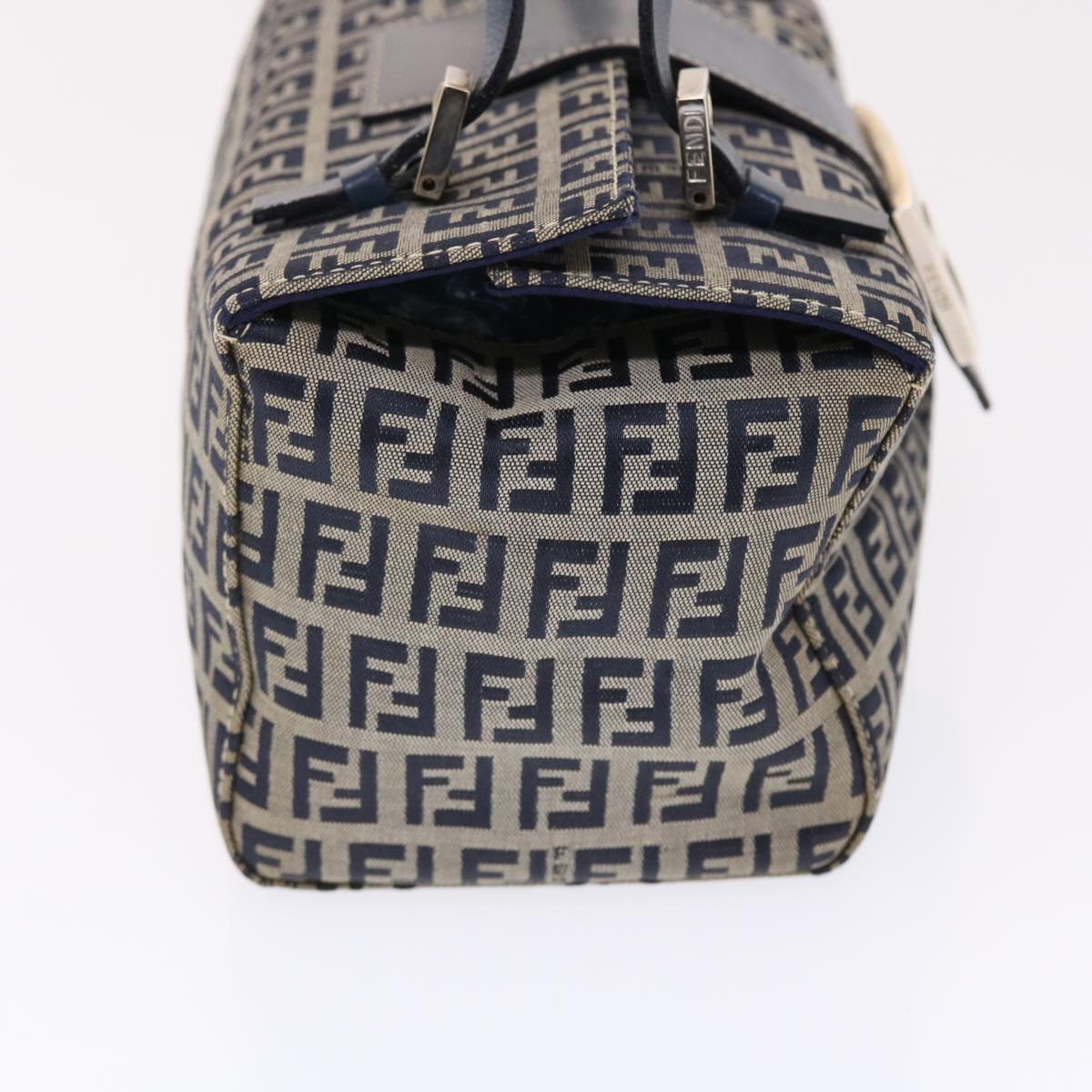 FENDI Zucchino Canvas Mamma Baguette Shoulder Bag Nylon Navy Auth 50426